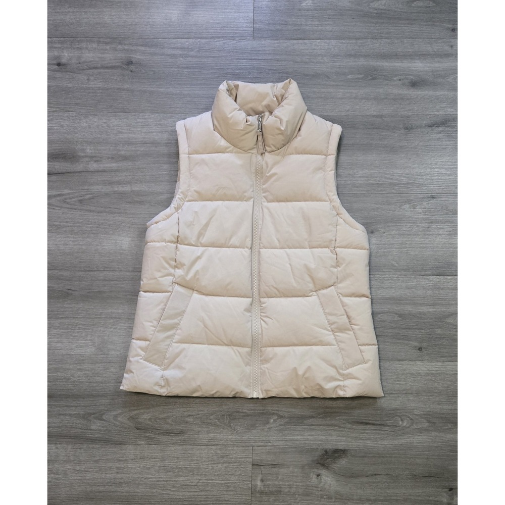 Tommy Hilfiger Beige Quilted Puffer Vest Full Zip Women's Medium